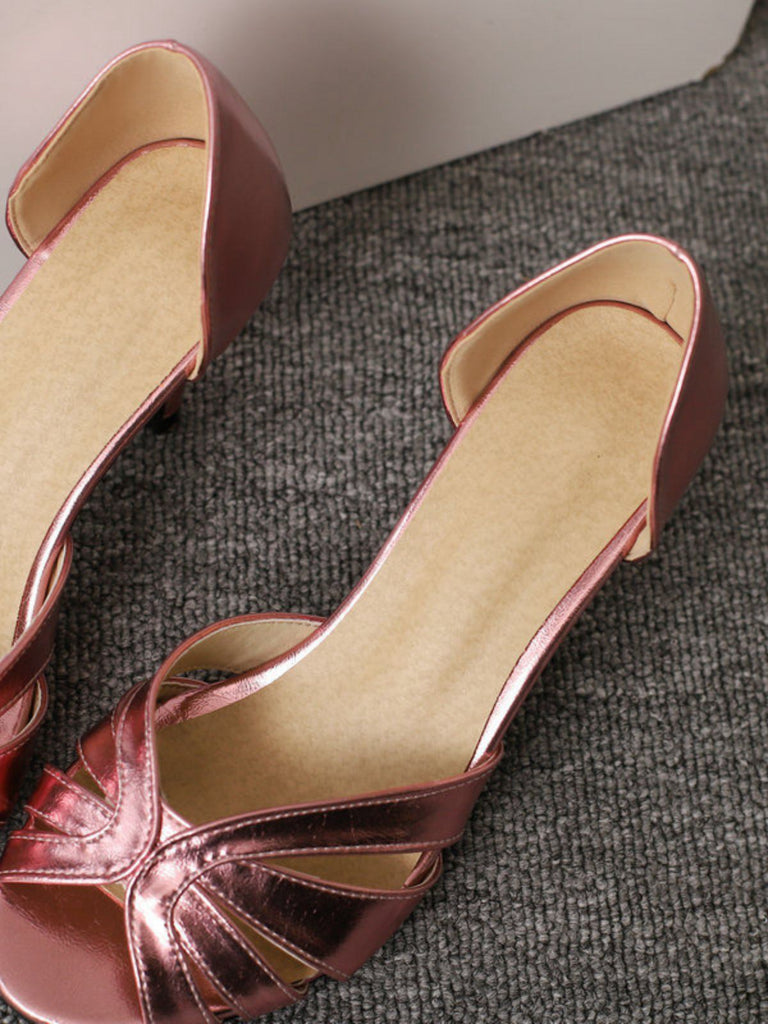 Vintage Solid Peep Toe Hollow Slip-On High Heels