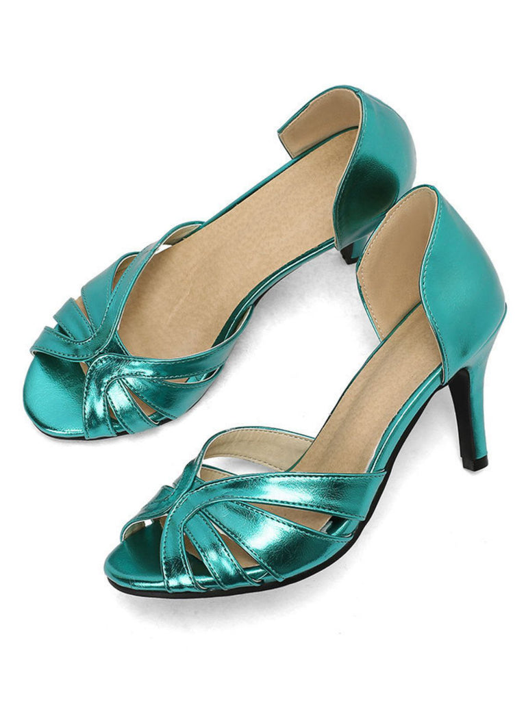 Vintage Solid Peep Toe Hollow Slip-On High Heels