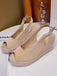 Vintage Peep Toe Slingback Wedge Sandals