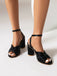 Vintage Pleated Twist Peep Toe Buckle Chunky High Heels
