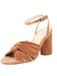 Vintage Pleated Twist Peep Toe Buckle Chunky High Heels