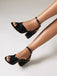 Vintage Pleated Twist Peep Toe Buckle Chunky High Heels