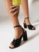 Vintage Pleated Twist Peep Toe Buckle Chunky High Heels