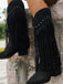 Vintage Tassel Chunky High-heeled Boots