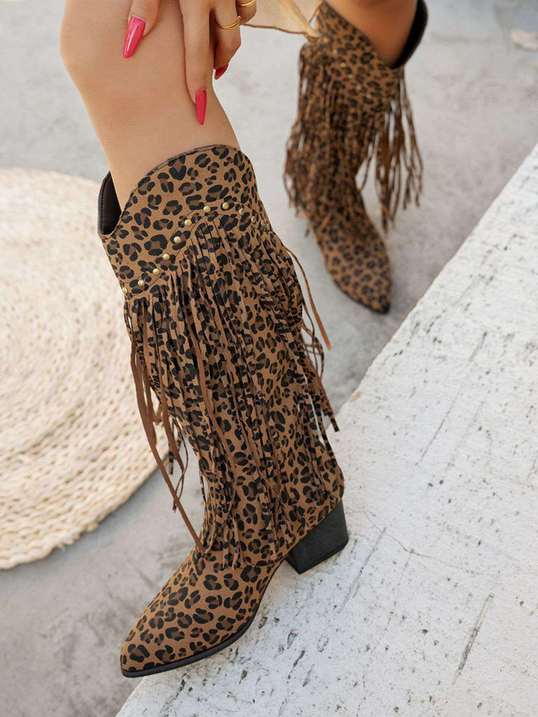 Vintage Tassel Chunky High-heeled Boots