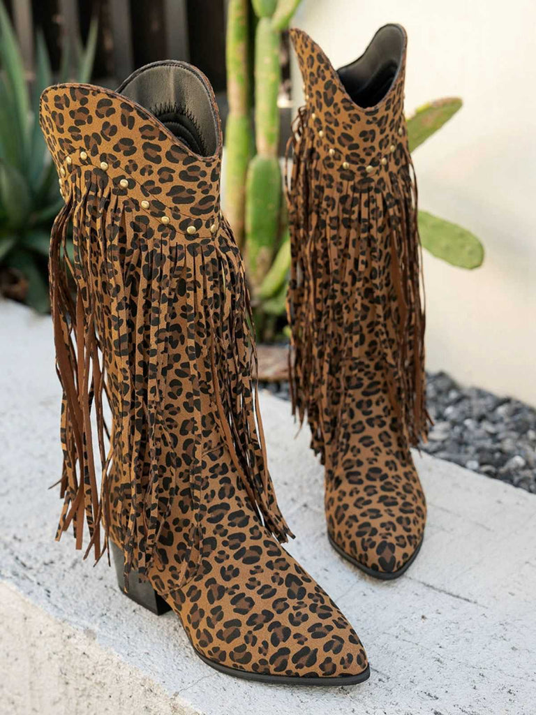 Vintage Tassel Chunky High-heeled Boots