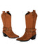 Flannelette Studded Wingtip Toe Chunky Heel Boots