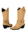 Flannelette Studded Wingtip Toe Chunky Heel Boots