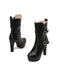 Pu Leather Round Toe Wedge Heel Mid-Calf Boots