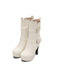Pu Leather Round Toe Wedge Heel Mid-Calf Boots