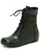Vintage Embroidered Lace-Up Inner Heel Boots