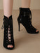 Metallic Open Toe Stiletto Drawstring Mid-Calf Boots
