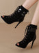 Metallic Open Toe Stiletto Drawstring Mid-Calf Boots