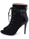 Metallic Open Toe Stiletto Drawstring Mid-Calf Boots