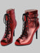 Metallic Open Toe Stiletto Drawstring Mid-Calf Boots