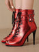 Metallic Open Toe Stiletto Drawstring Mid-Calf Boots