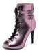 Metallic Open Toe Stiletto Drawstring Mid-Calf Boots