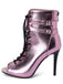Metallic Open Toe Stiletto Drawstring Mid-Calf Boots