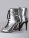Metallic Open Toe Stiletto Drawstring Mid-Calf Boots