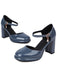 Vintage Patent leather Ankle-Strap Block Heel Pumps