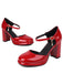 Vintage Patent leather Ankle-Strap Block Heel Pumps