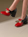Mary Jane Colorblock Glitter Bowknot Chunky Heels
