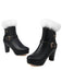 Vintage Faux Fur Buckle High Heel Boots