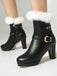Vintage Faux Fur Buckle High Heel Boots