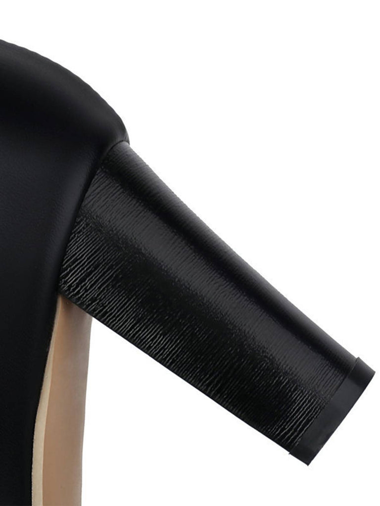 Vintage Faux Fur Buckle High Heel Boots
