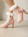 Vintage Faux Fur Buckle High Heel Boots