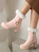 Vintage Faux Fur Buckle High Heel Boots