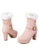 Vintage Faux Fur Buckle High Heel Boots
