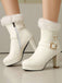 Vintage Faux Fur Buckle High Heel Boots