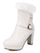 Vintage Faux Fur Buckle High Heel Boots