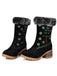 Vintage Christmas Tree Snowflake Plush Chunky Heel Boots