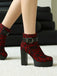 Vintage Lace Chunky Heel Platform Ankle Boots