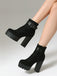 Vintage Lace Chunky Heel Platform Ankle Boots
