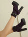 Vintage Lace Chunky Heel Platform Ankle Boots