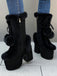 Vintage Faux Fur Round Toe High Heel Boots