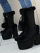 Vintage Faux Fur Round Toe High Heel Boots