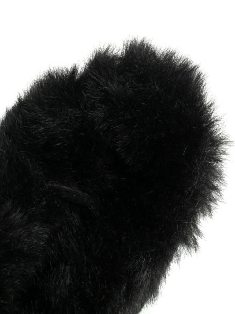 Vintage Faux Fur Round Toe High Heel Boots