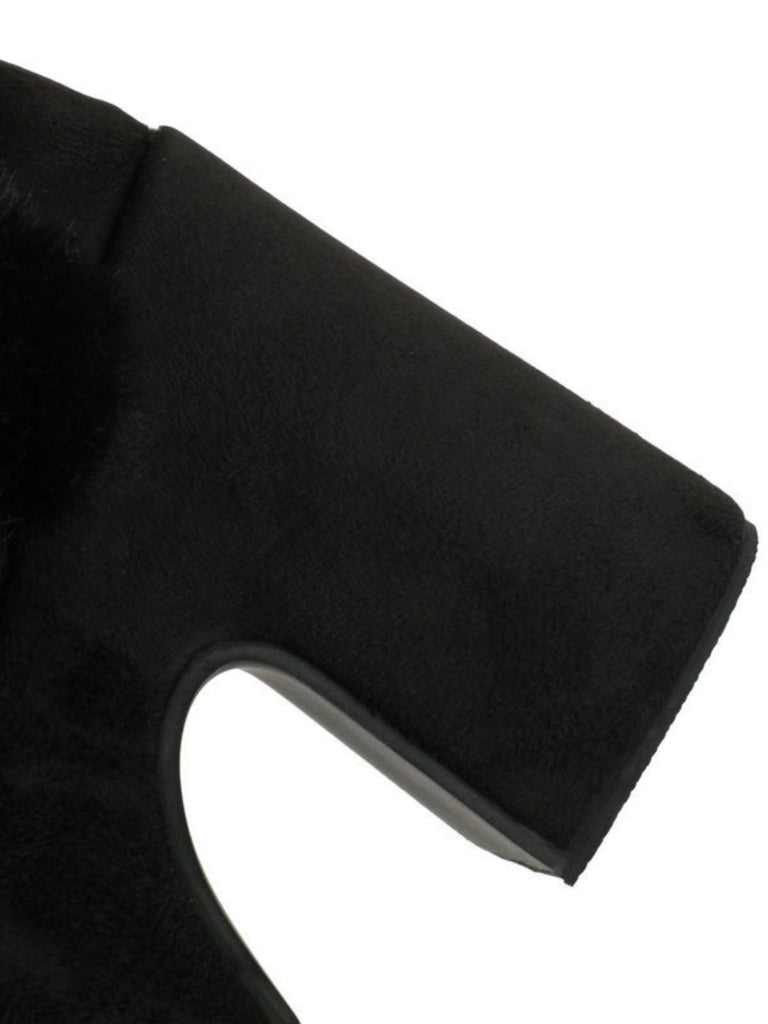 Vintage Faux Fur Round Toe High Heel Boots