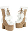 Vintage Faux Fur Round Toe High Heel Boots