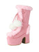Vintage Faux Fur Round Toe High Heel Boots