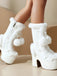 Vintage Faux Fur Round Toe High Heel Boots