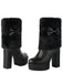 Vintage Bowknot Plush Chunky Heel Boots