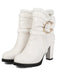PU Leather Lace-Trimmed Chunky Heel Ankle Boots
