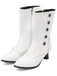 Vintage Leather Suede Button Mid Calf Boots