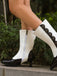 Vintage Leather Suede Button Mid Calf Boots