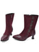 Vintage Leather Suede Button Mid Calf Boots